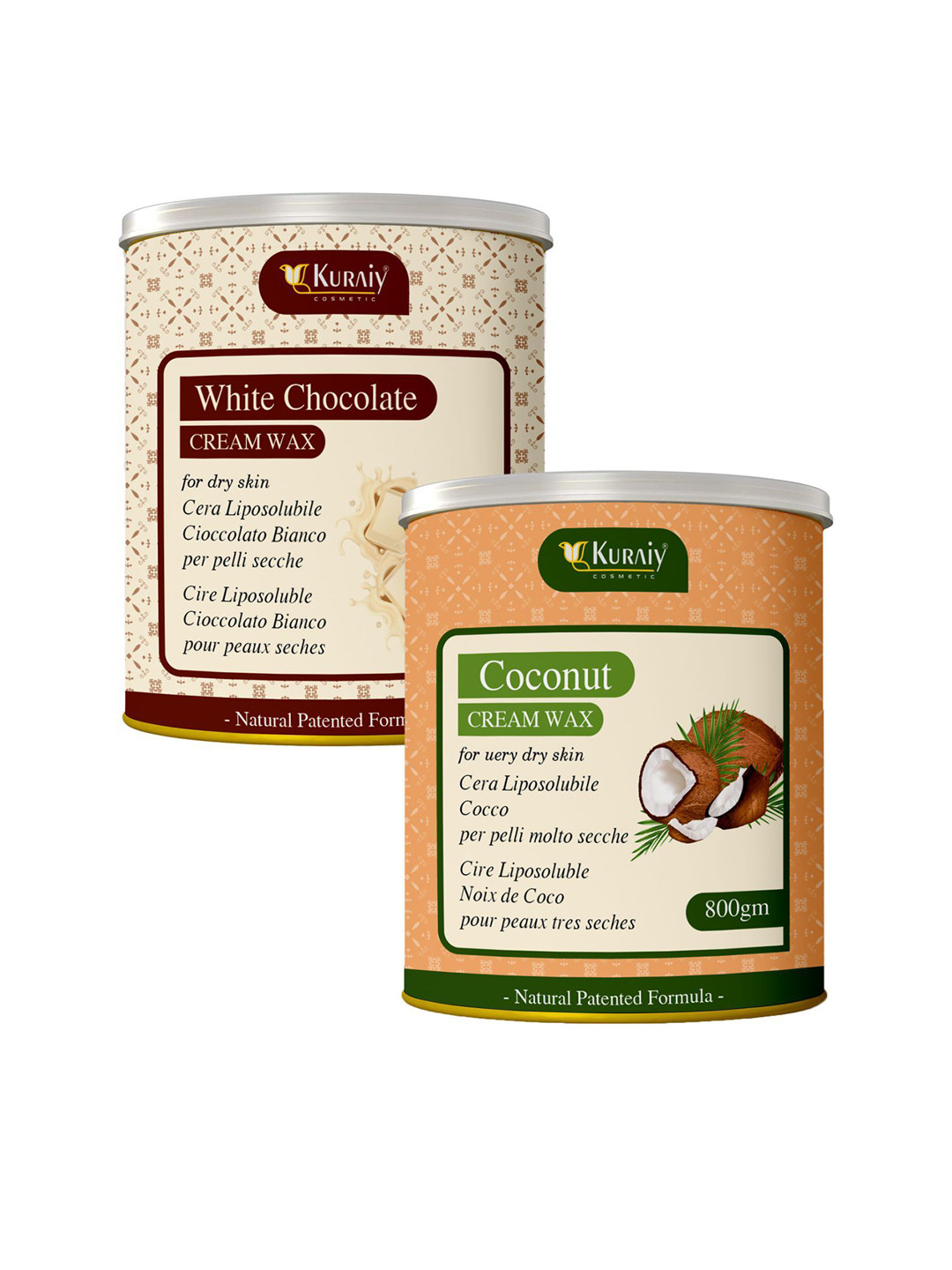 KURAIY Set Of 2 White Chocolate & Coconut Cream Wax - 800 g Each