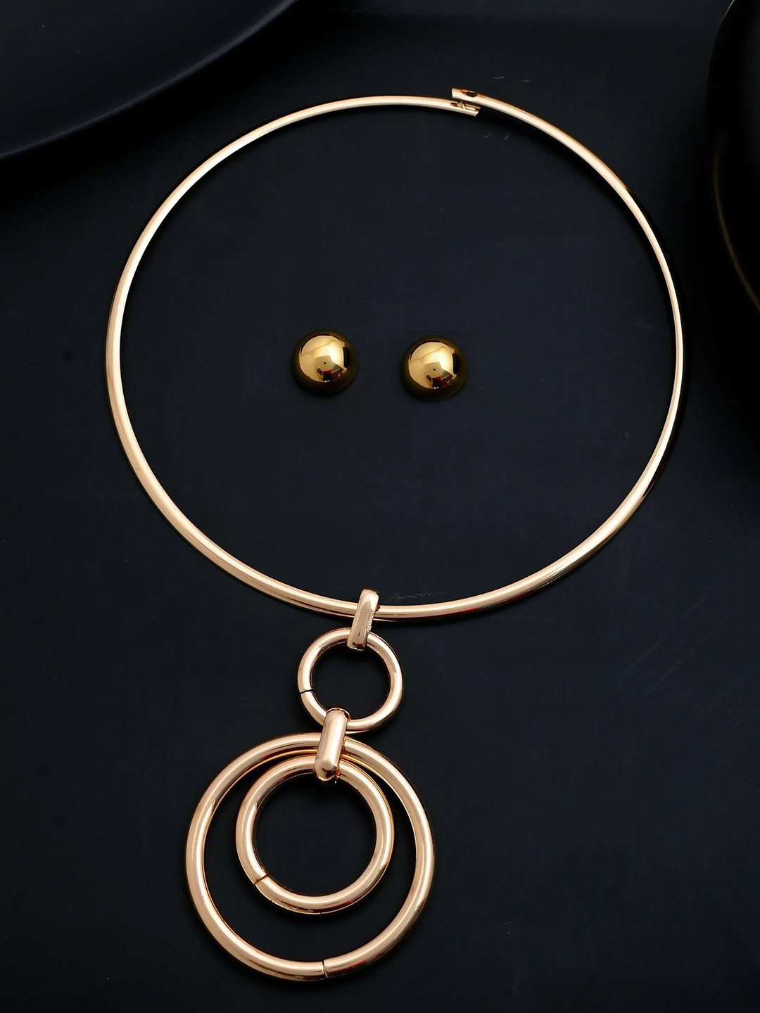 VOJ  Gold-Plated Stainless Steel Hasli Necklace With Studs