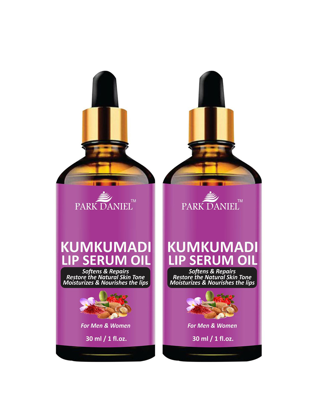 Park Daniel Set Of 2 Kumkumadi Lip Serum Oil For Dry &Chapped Lips - 30 ml Each