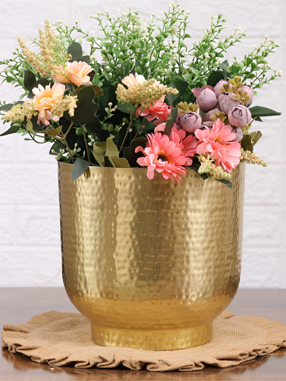 HomeShastra Gold-Toned Metal Planters