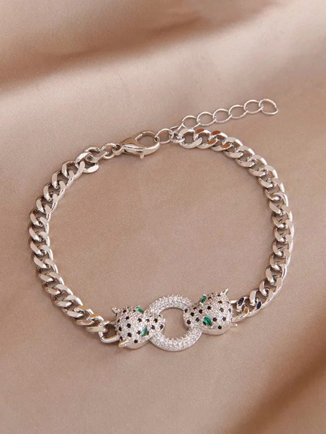SALTY Amara Silver Plated Stones Studded Bracelet & Necklace