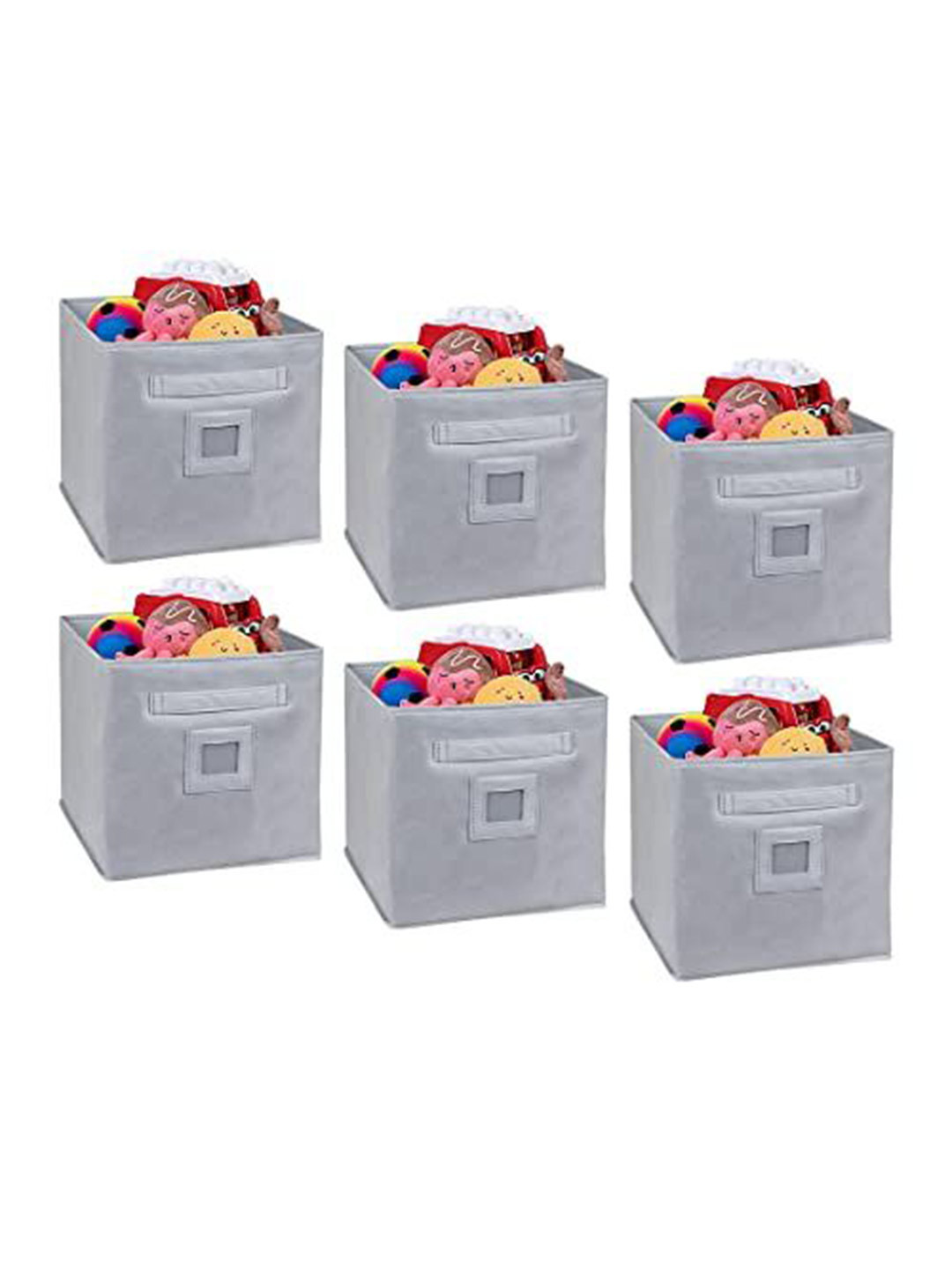 prettykrafts Grey 6 Pieces Collapsible Storage Organisers With Handle