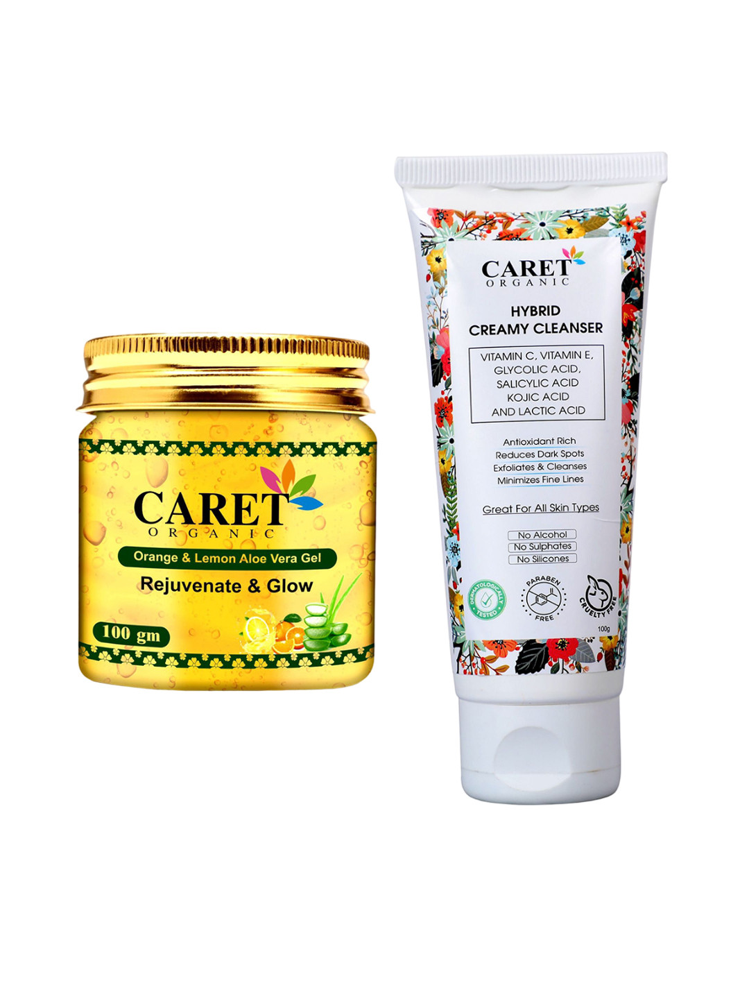 CARET ORGANIC Hybrid Creamy Cleanser With Orange, Lemon & Aloe Vera Gel