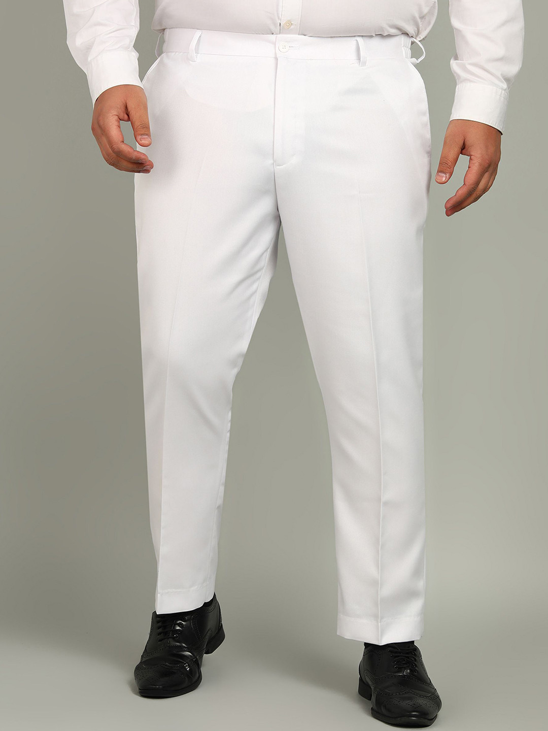 VEI SASTRE Men Plus Size White Formal Trouser