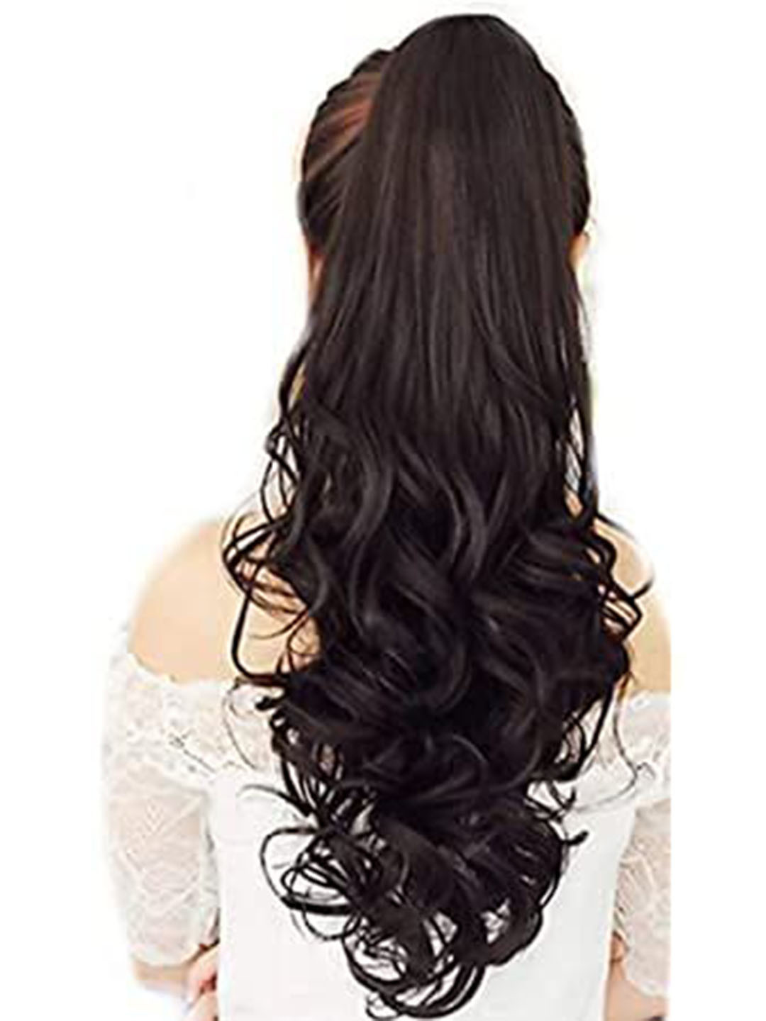 CRIBE Step Cutting Pony Tail Clip-In Wavy Hair Extension - Natural Brown