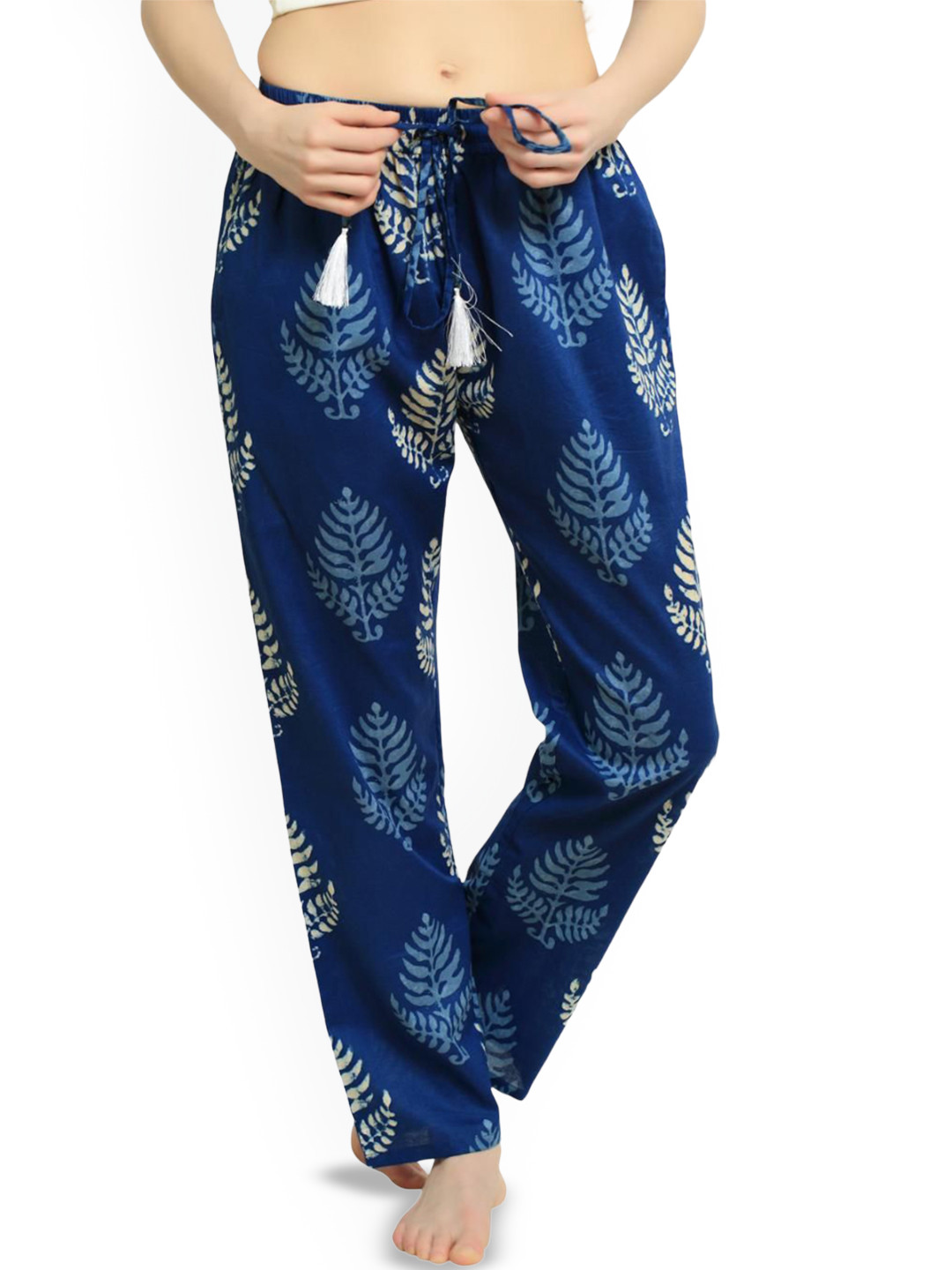 evolove Women Printed Pure Cotton Mid Rise Lounge Pant