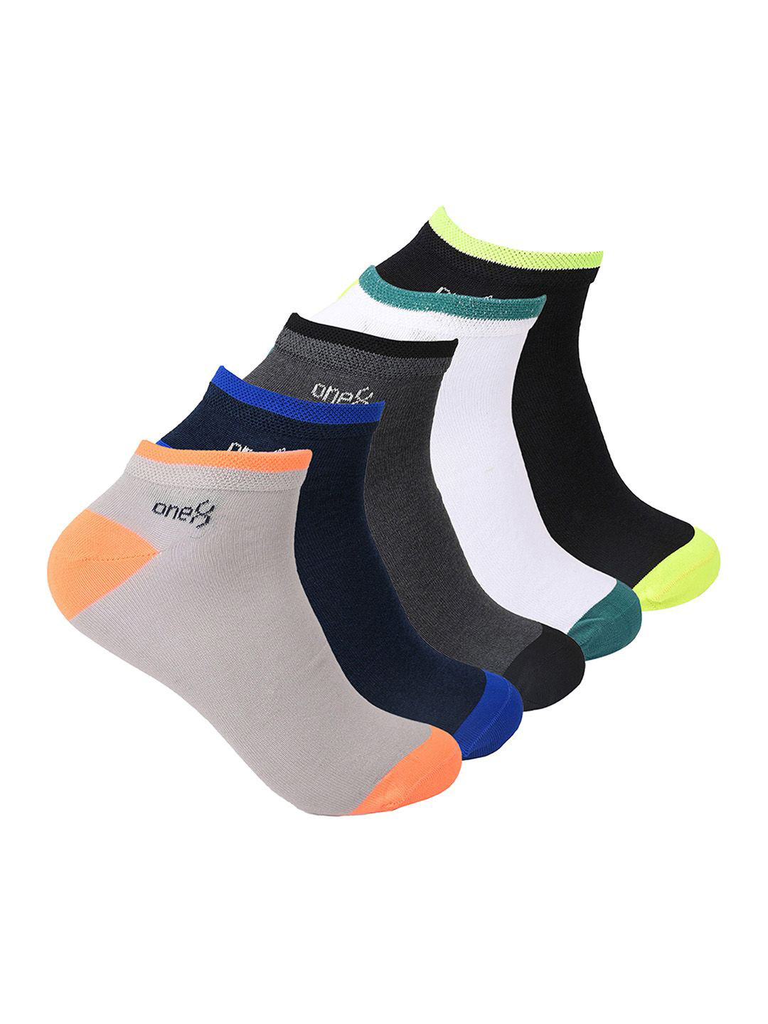 One8 Men Pack Of 5 Patterned Cotton Ankle Length Moisture Management Gym Socks