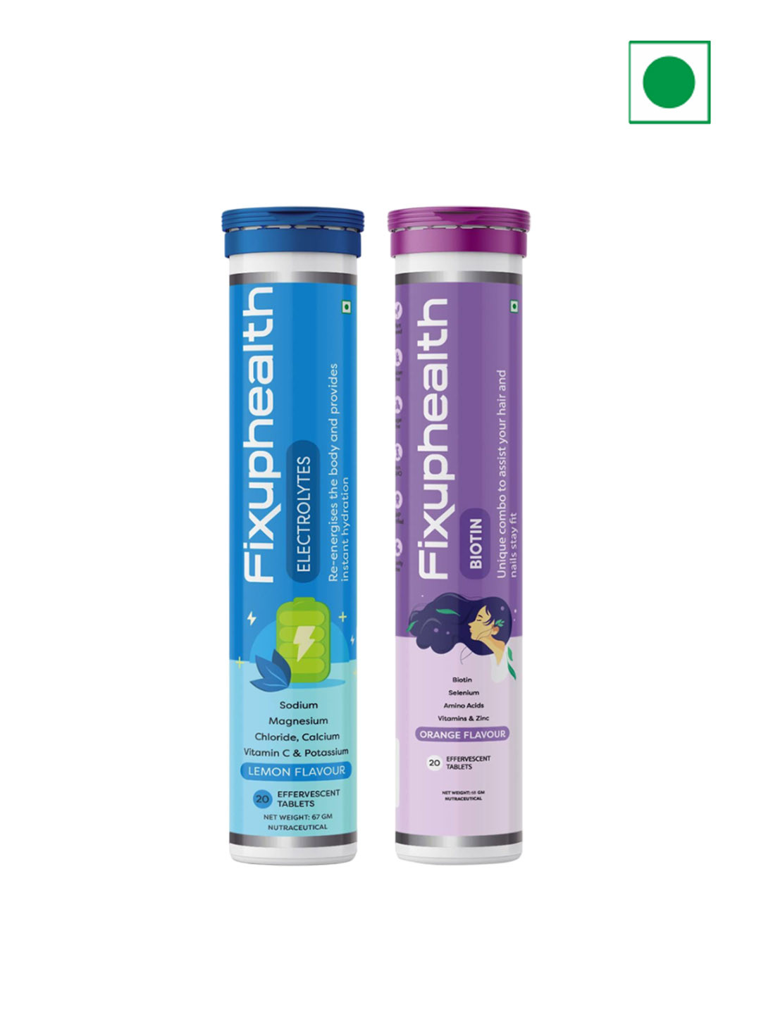 Fixuphealth  Biotin Selenium Amino Effervescent 20 Tablet & Electrolyte 20 tablets