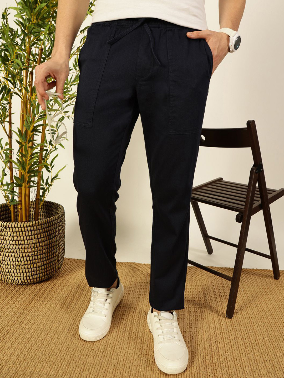 Thomas Scott Men Solid Smart Slim Fit Trousers