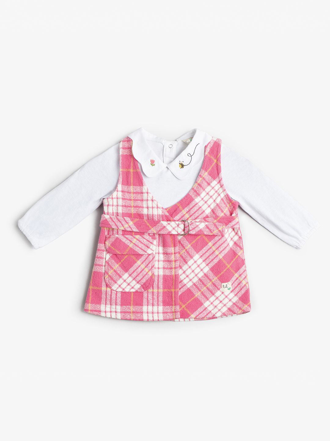 Ed-a-Mamma Baby Girls Pinafore Cotton Dress With T Shirt