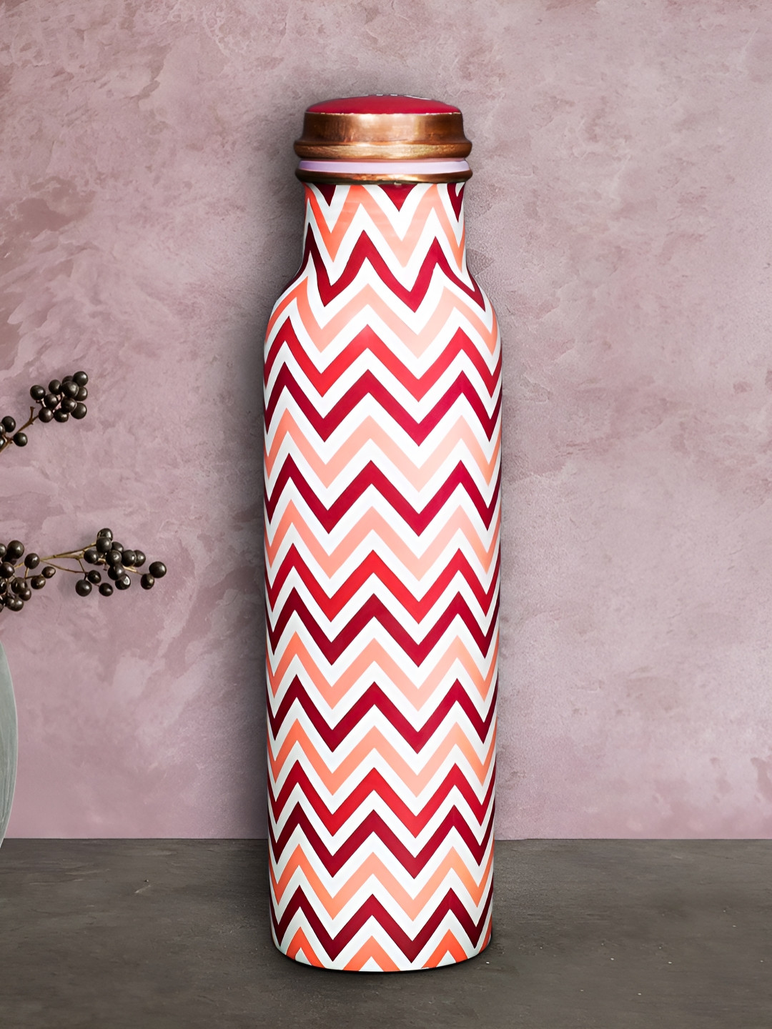 Allo CP11009 White Abstract Copper Spill Proof Water Bottle - 1L