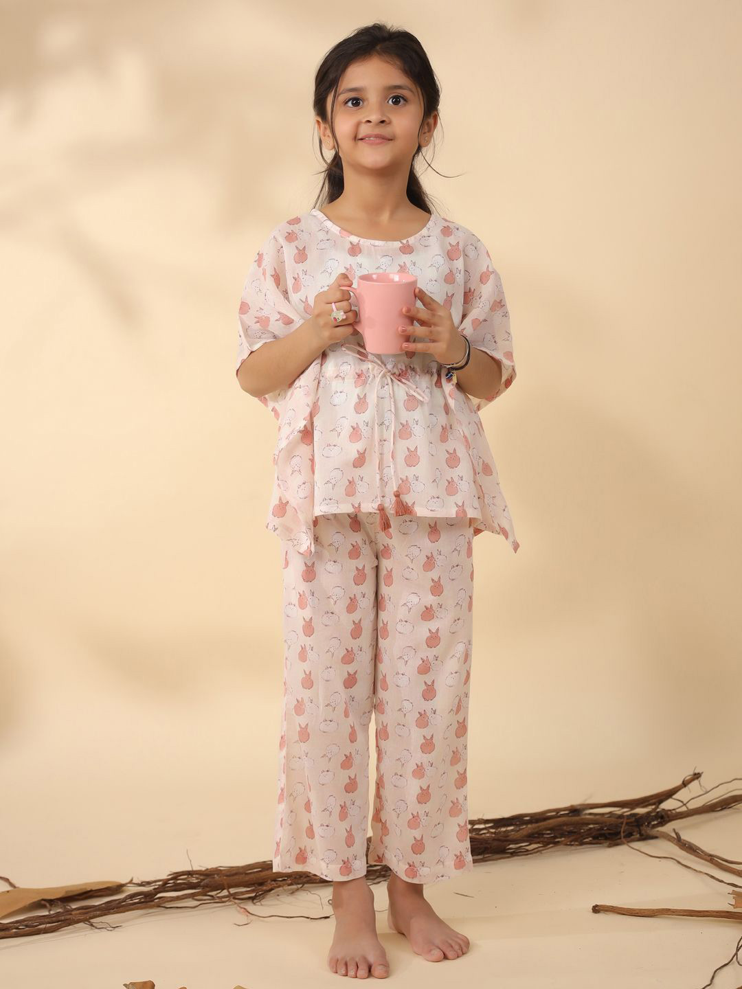 SANSKRUTIHOMES Girls Conversational Printed Pure Cotton Night suit