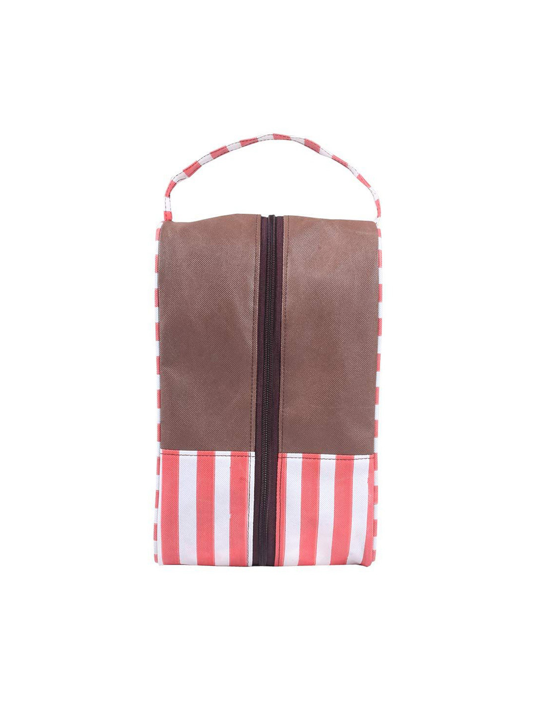 prettykrafts Peach & Brown Striped Drawer Organiser