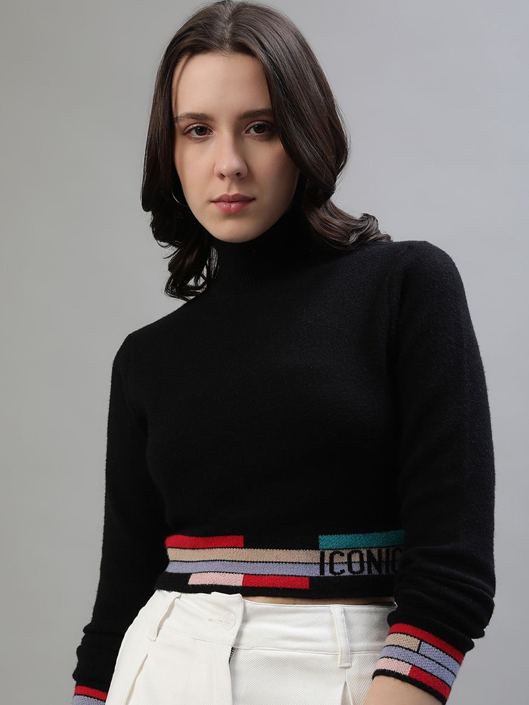 Iconic Women Crop Pullover Sweater