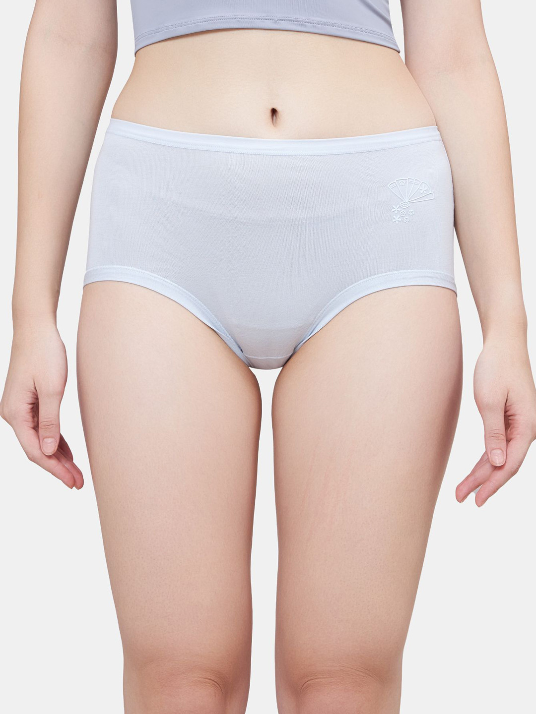 PLUMBURY Mid-Rise Hipster Briefs-PL-PANTY-805-LBLUE-S-White