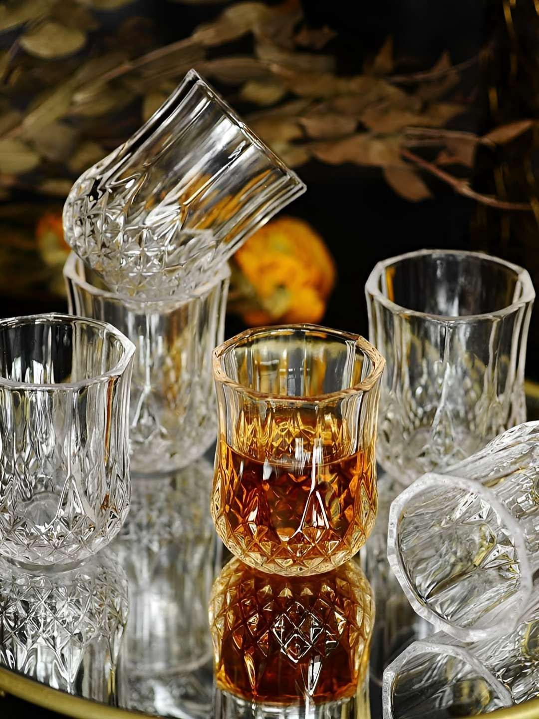 FINSTER Premium Delux Transparent 6 Pieces Textured Shot Glasses 50 ml Each