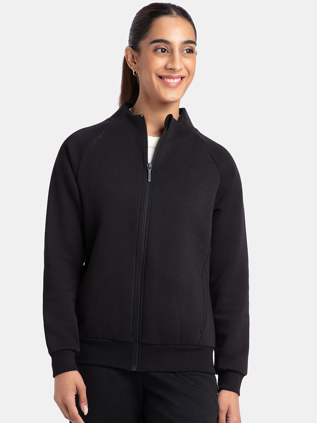 Jockey Super Combed Cotton Rich Fleece Fabric Full Zip High Neck Solid Jacket - U108