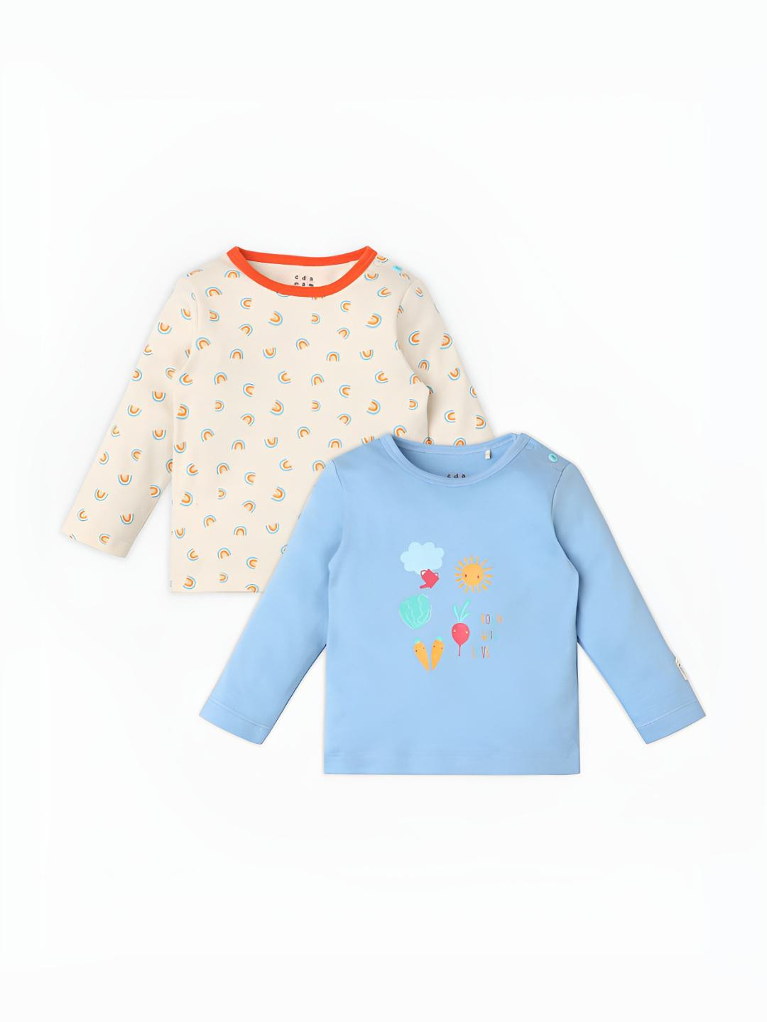 Ed-a-Mamma Baby Unisex Kids Pack Of 2 Bio Finish Conversational Printed Cotton T-shirts