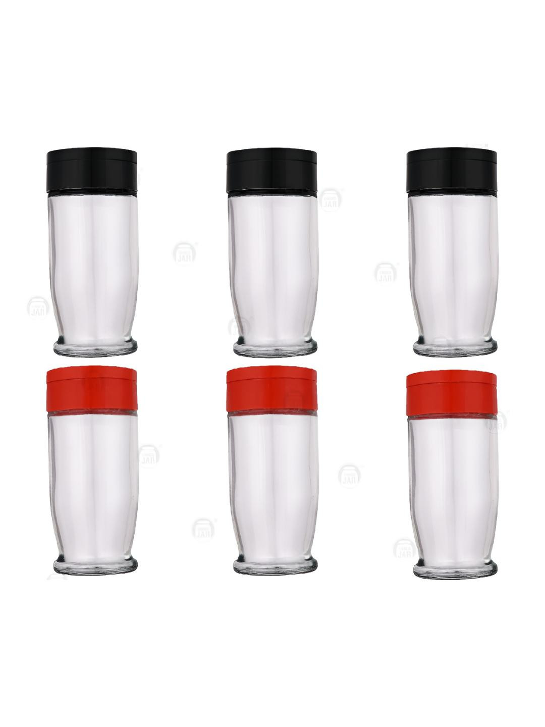 CROCO JAR Transparent 6 Pieces Glass Salt and Pepper Jar 100 ml