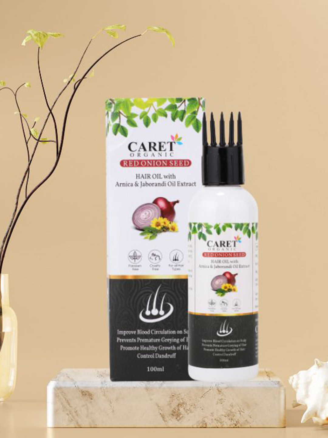 CARET ORGANIC Red Onion Seed Hair Oil - 100 ml With Vitamin C Nourishing Cream - 100 g