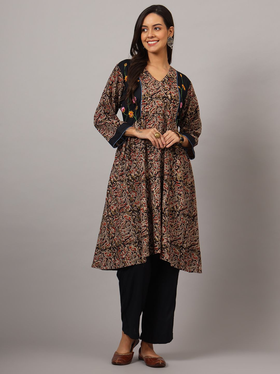 DART STUDIO Women Floral Print A-Line Midi Dress
