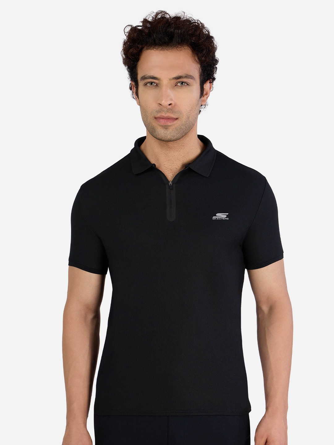 Skechers Men Solid Polo Collar T-shirt
