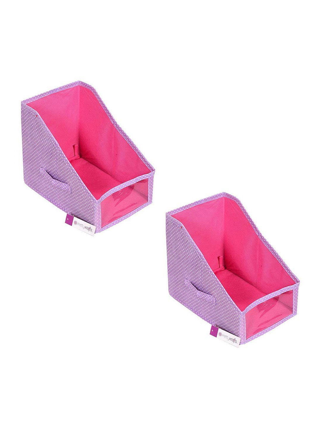 prettykrafts Purple 2 Pieces Polka Dot Printed Multi-Utility Clothes Organisers