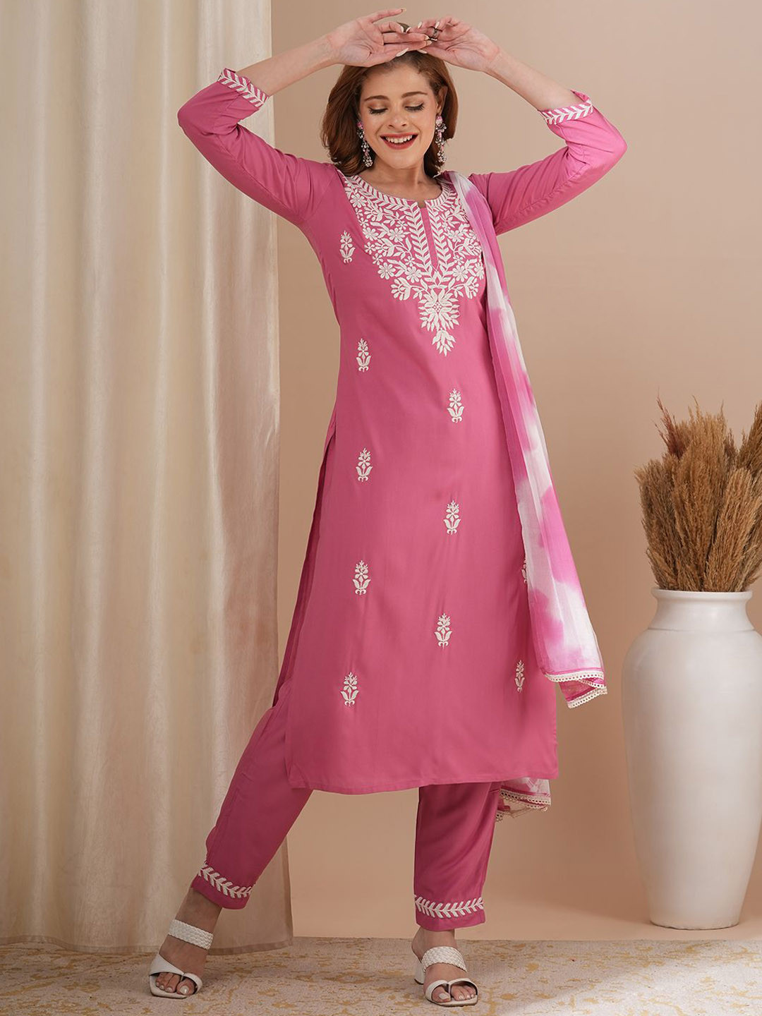 FASHOR Women Kurta with Trousers & Dupatta Set
