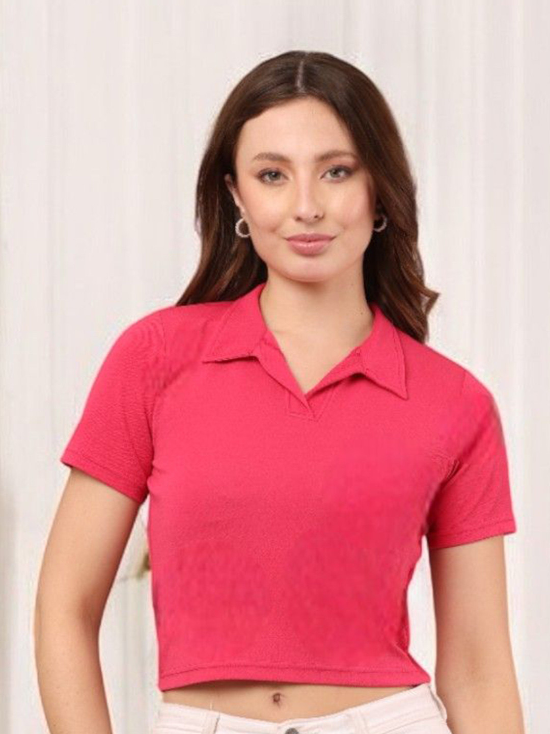 SQew Women Solid Shirt Collar Top