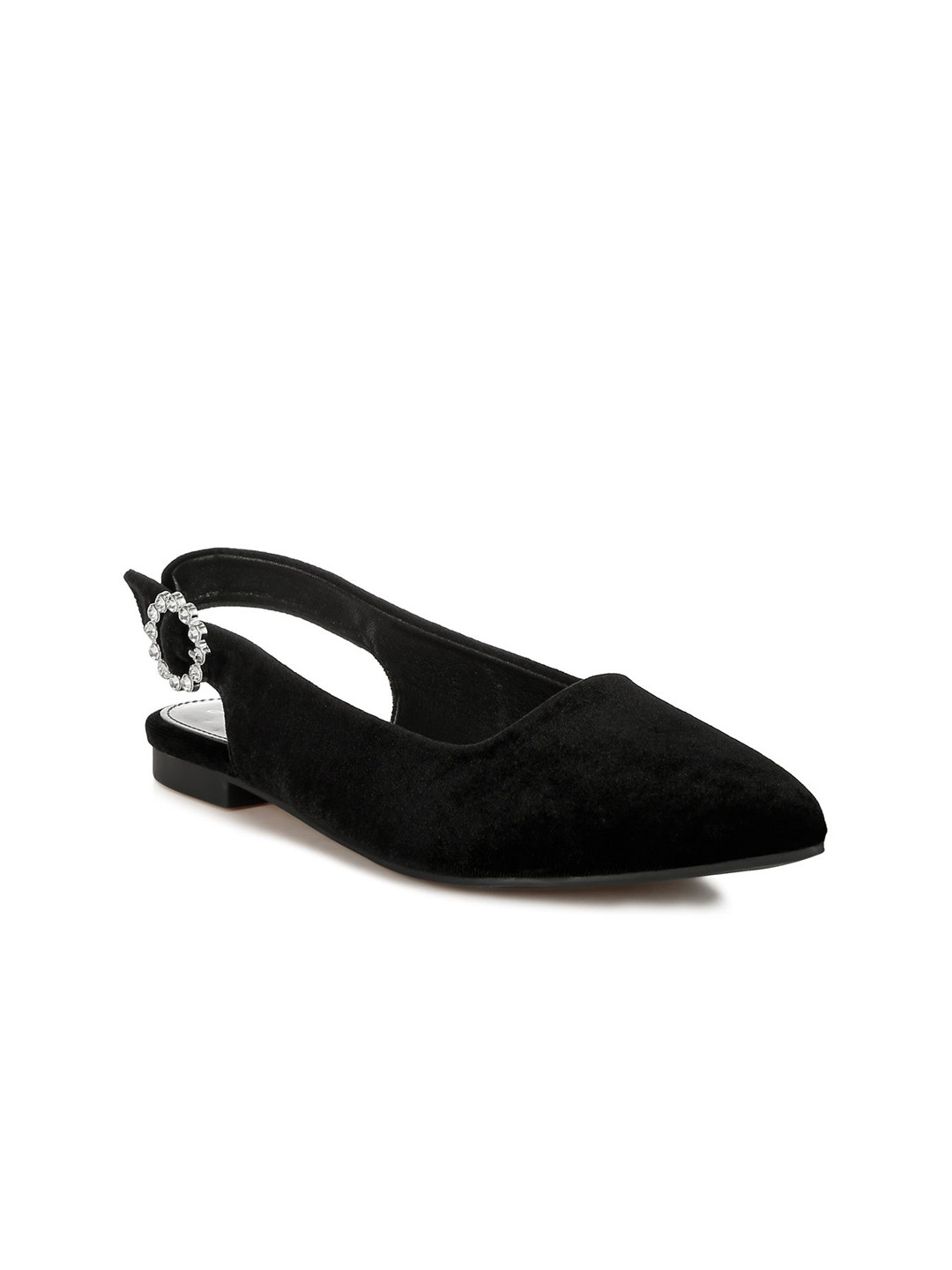 London Rag Women Buckle Detail Velvet Slingback Mules