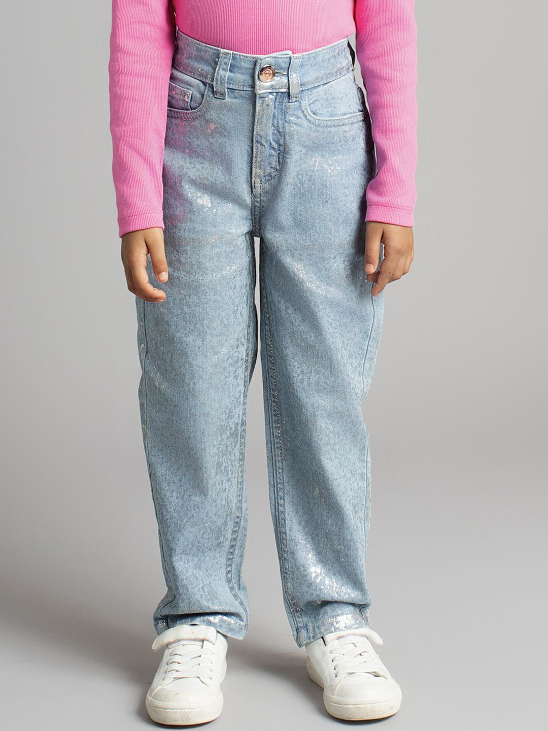 Ed-a-Mamma Girls Comfort Slash Knee Heavy Fade Stretchable Jeans