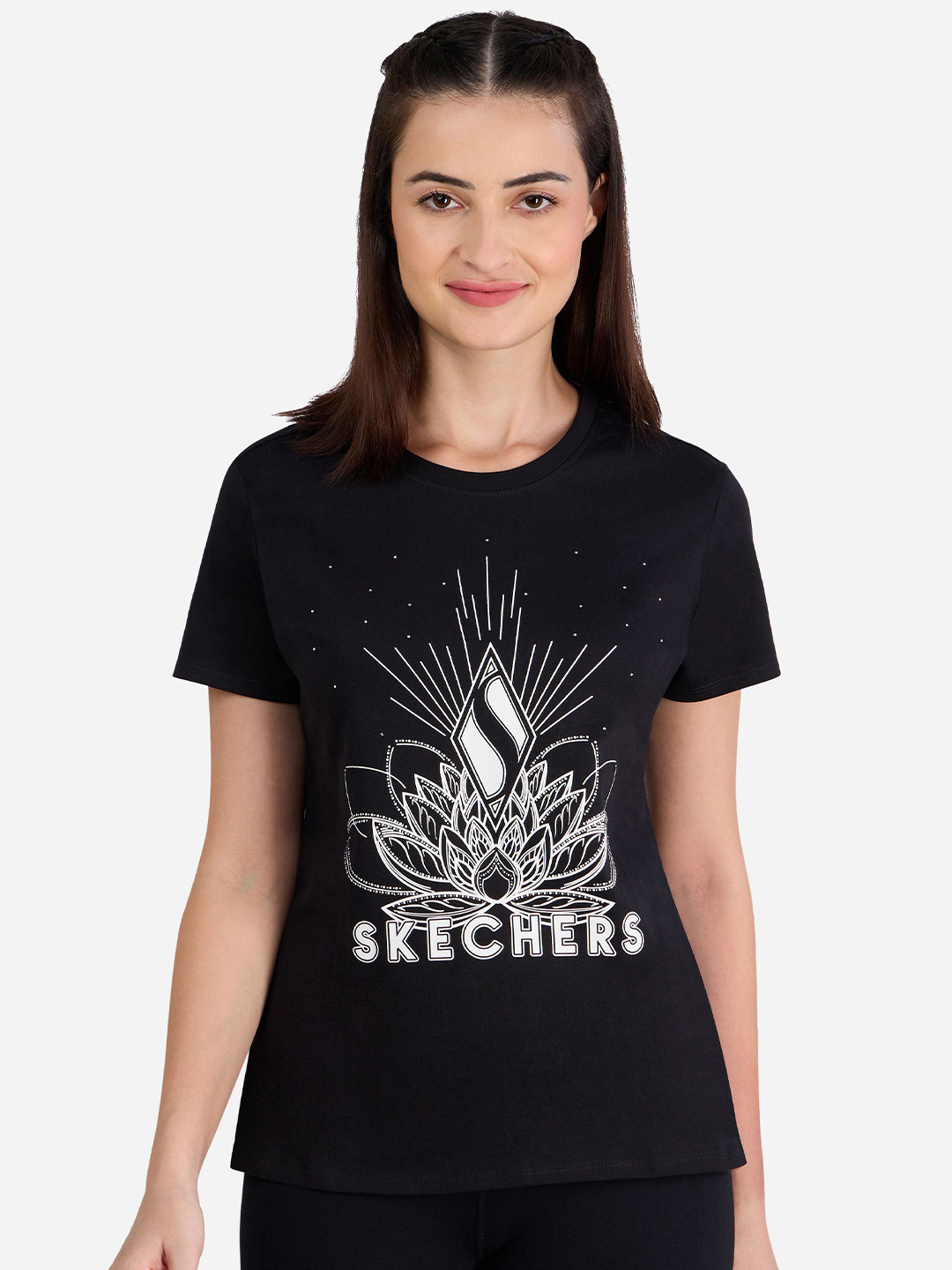 Skechers Women Graphic Printed Round Neck Cotton T-shirt