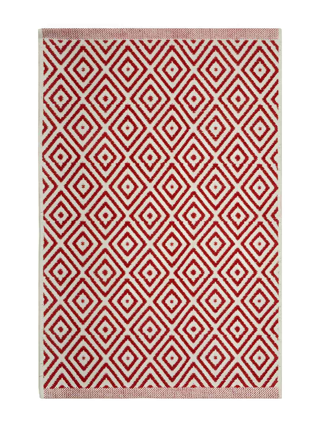 Saral Home Red & White Anti Slip Textured Dhurrie