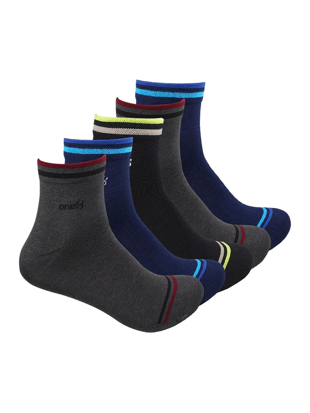 One8 Men Pack Of 5 Striped Moisture Management Gym Above Ankle-Length Socks