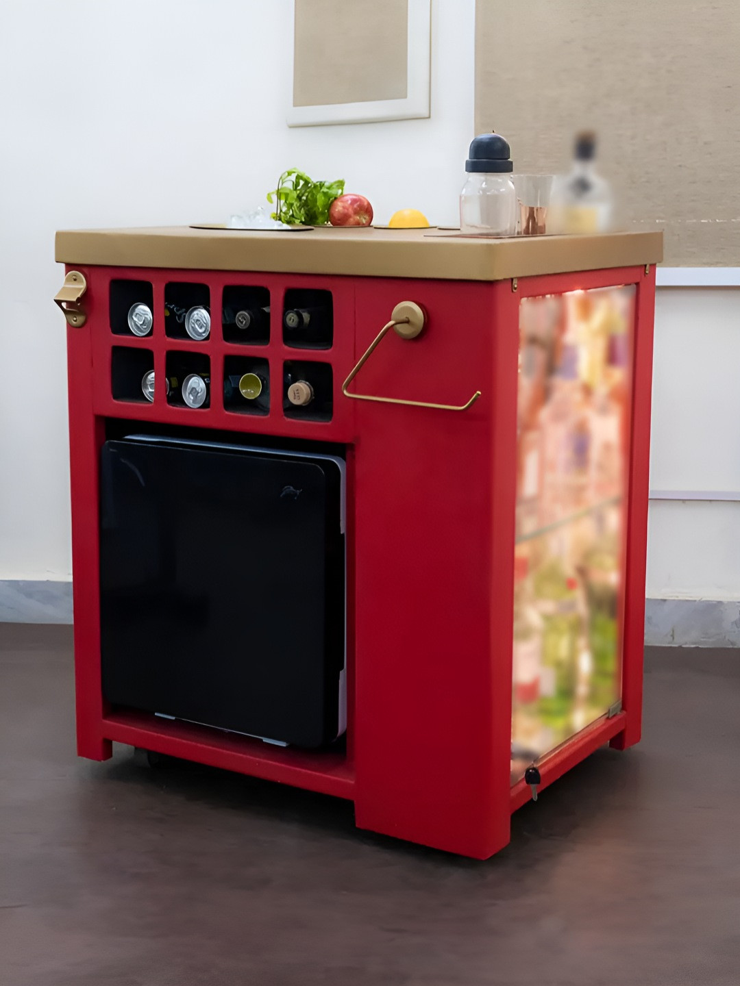 Haus of Bars Red SpeedX - Model X Leather Vinyl Finish Home Bar Cabinet