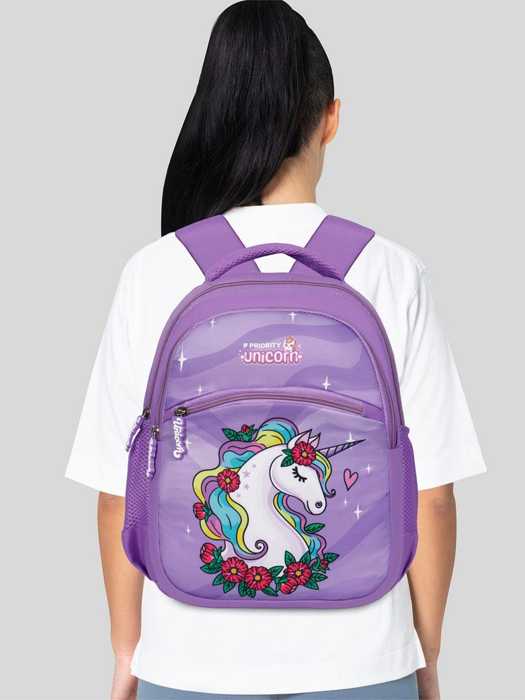 Priority Girls PU Graphic Backpack-Up to 23 Litres