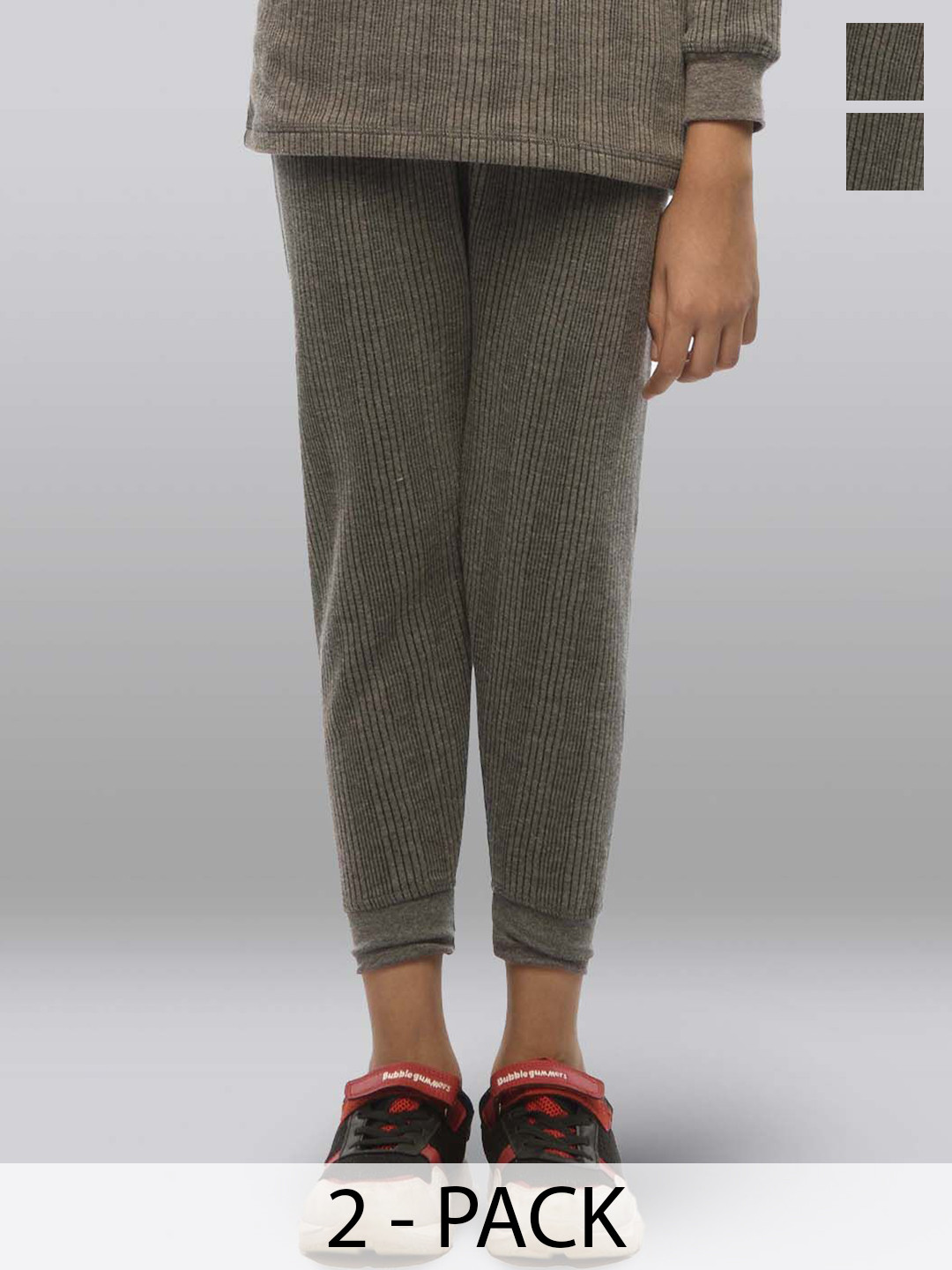 INFERNO Pack Of 2 Kids Cotton Mid-Rise Thermal Bottoms