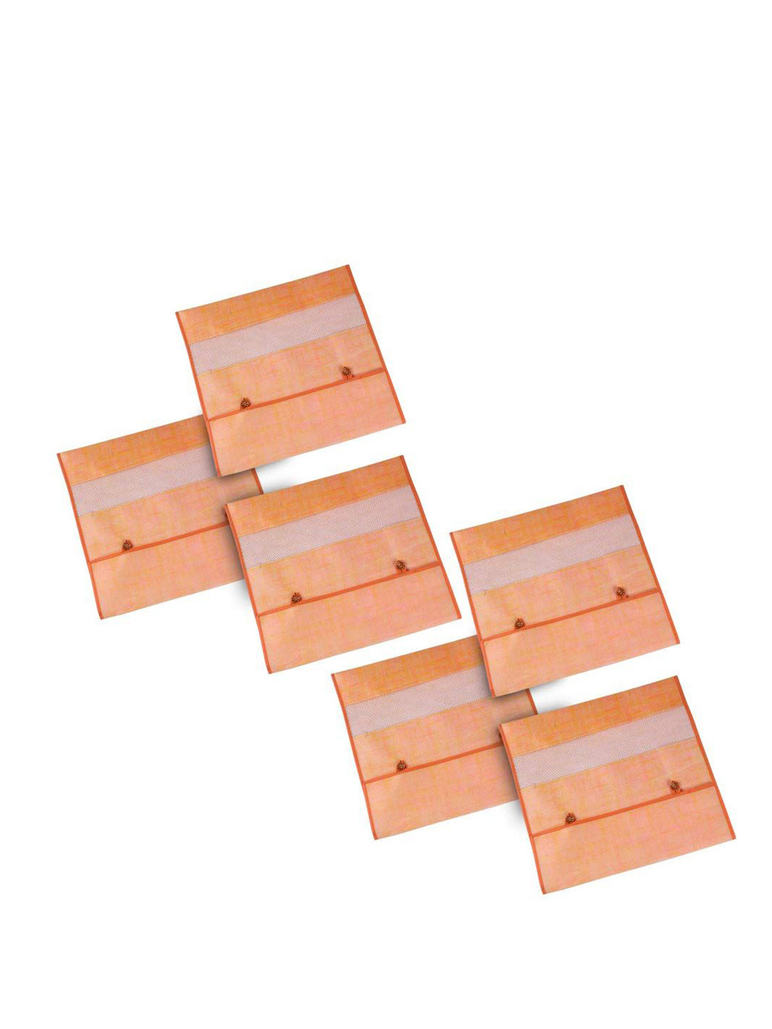 prettykrafts Orange 6 Pieces Single Saree Organisers