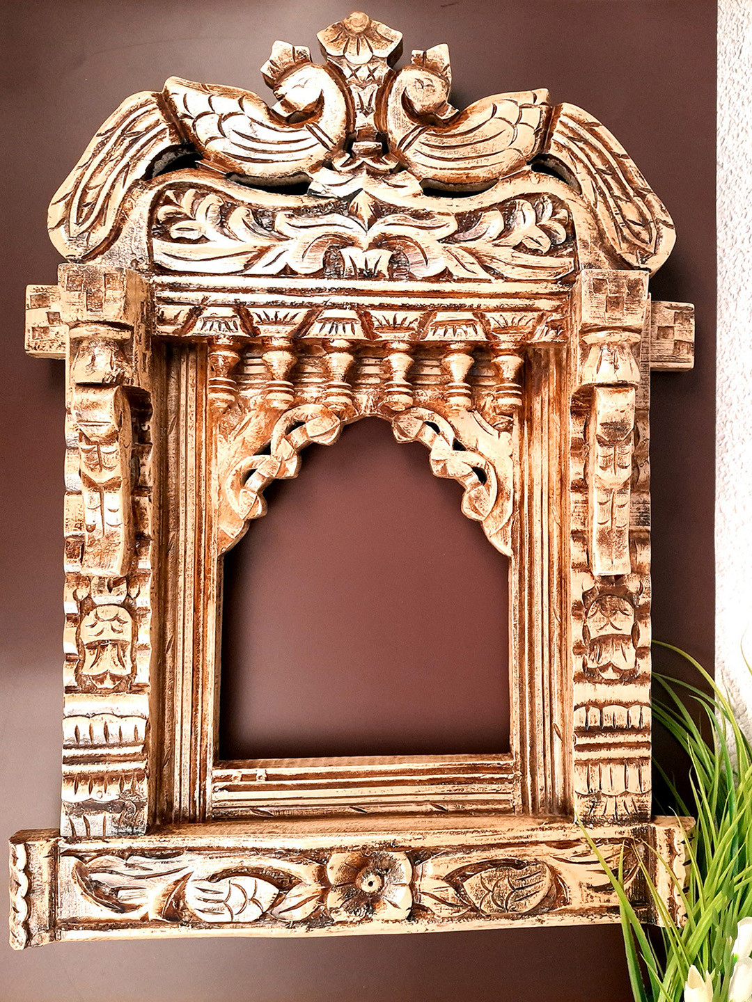 apka mart Jharokha Wall Hanging Wood Ethnic Motifs Antique Hall Jharokas-27.2In