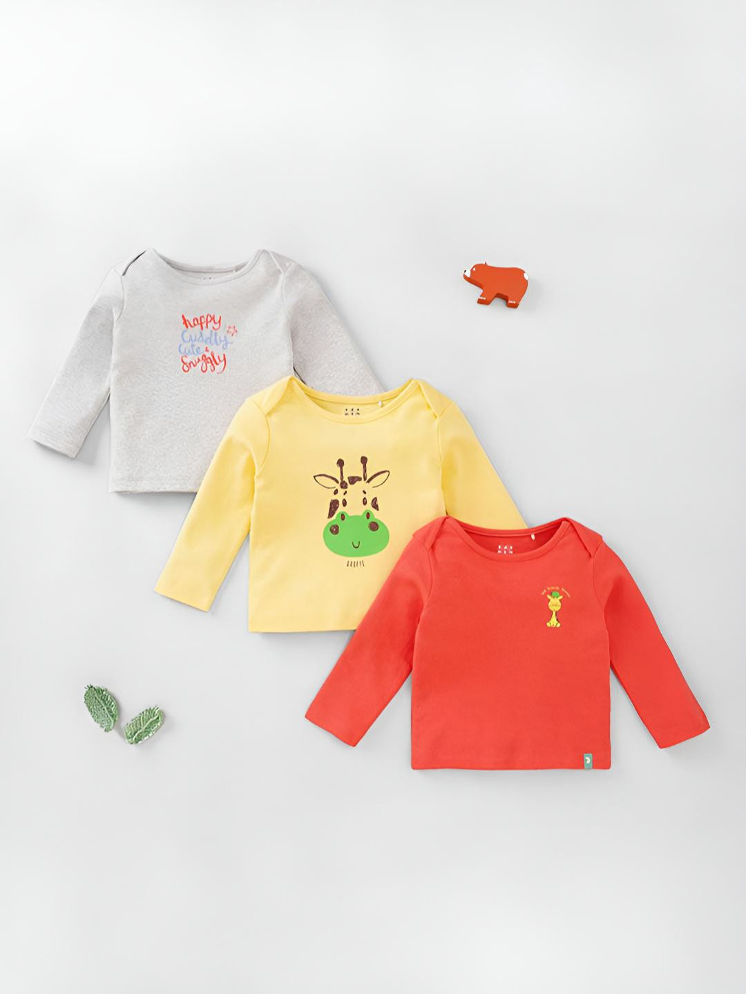 Ed-a-Mamma Baby Boys Pack Of 3 Bio Finish Graphic Printed Round Neck Cotton T-shirts