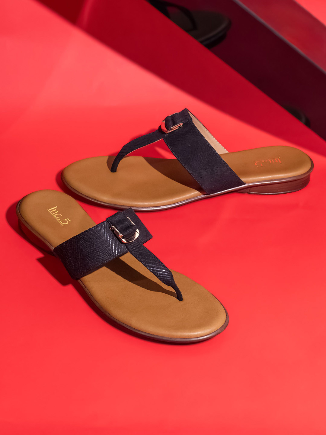 Inc 5 Women Party T-Strap Flats with Buckles