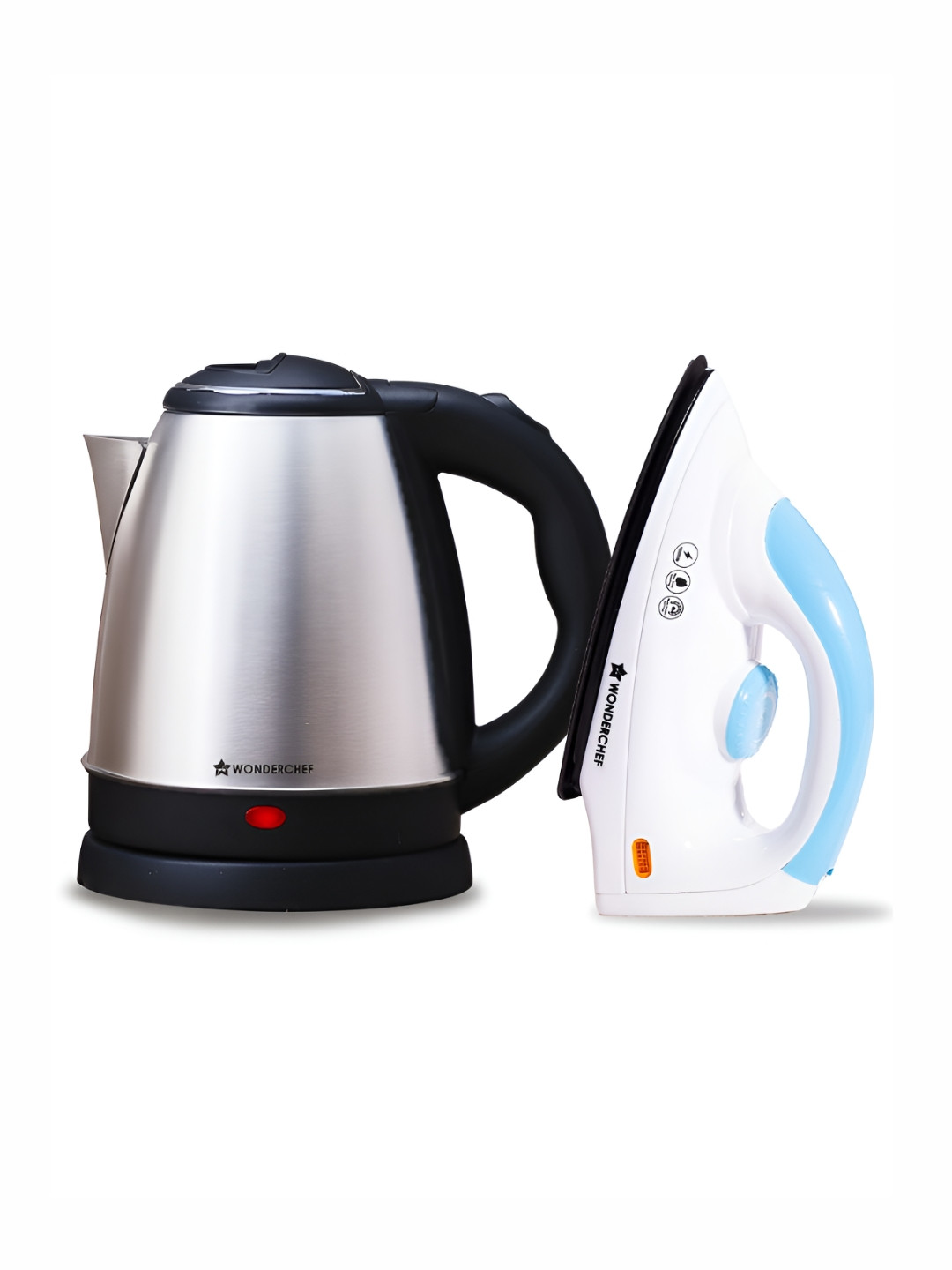 Wonderchef Grey & Black Stainless Steel Electric Kettle 1.8L & Iron 1000W