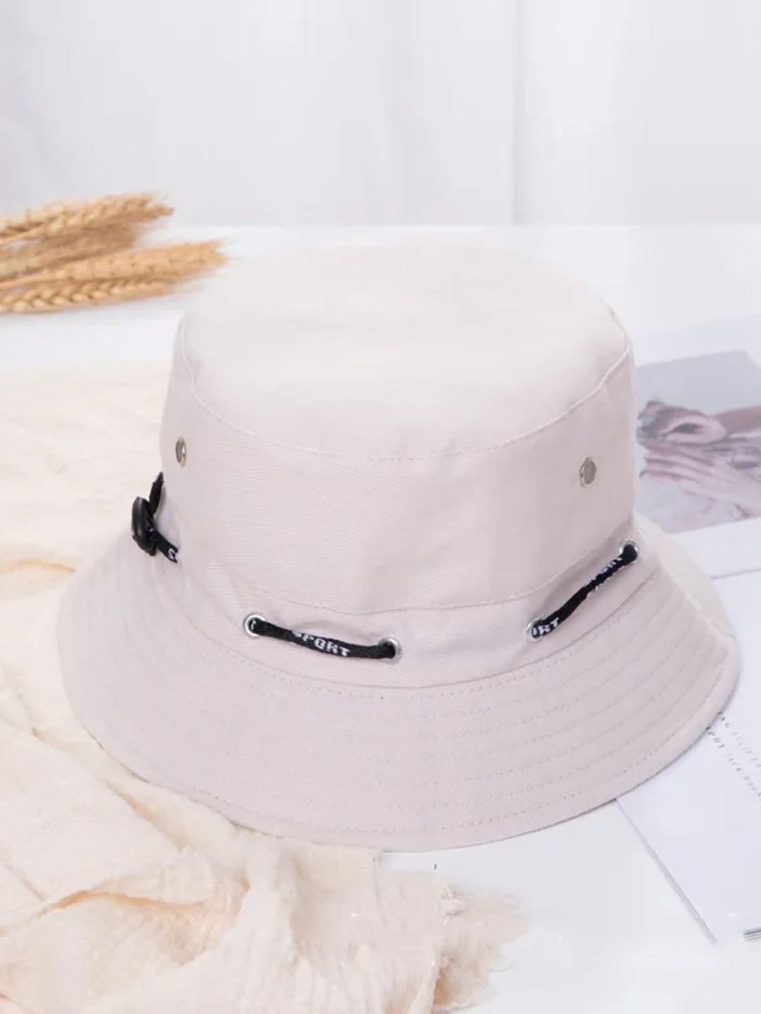 Infispace Women White Solid Bucket Hat