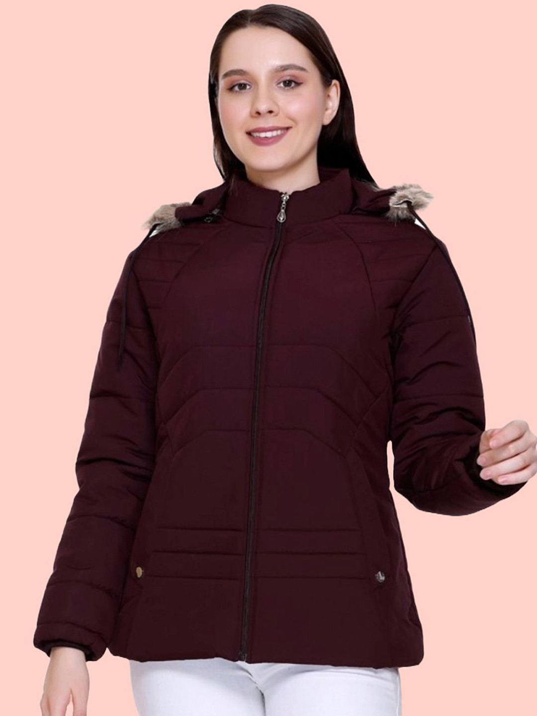 BARSTOW Women Lightweight Puffer Jacket with Hood and Faux Fur Trim,