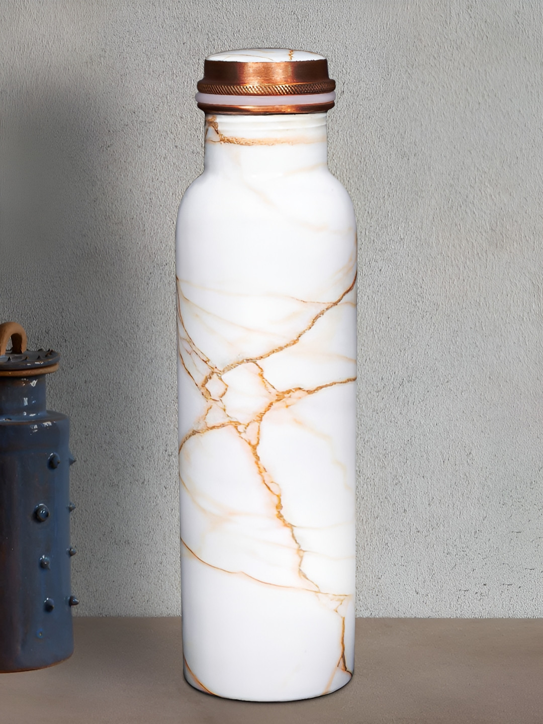 Allo CP11011 White Abstract Copper Spill Proof Water Bottle - 1L