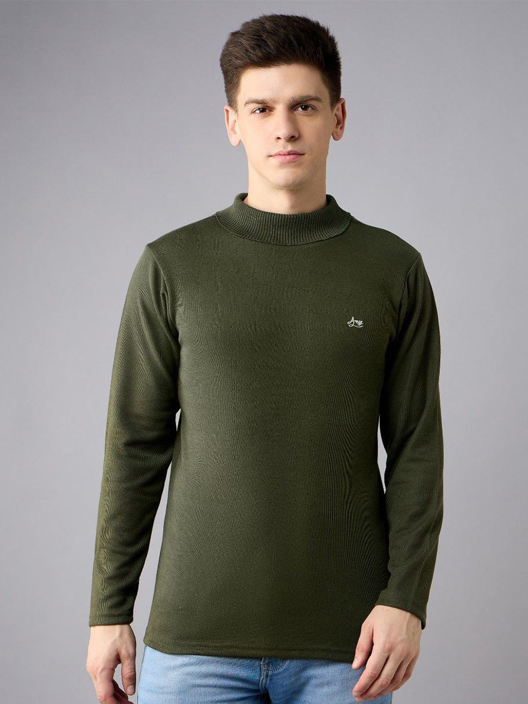 ARRAY Men Dri-FIT Solid High Neck Wool Pullover Sweatshirt