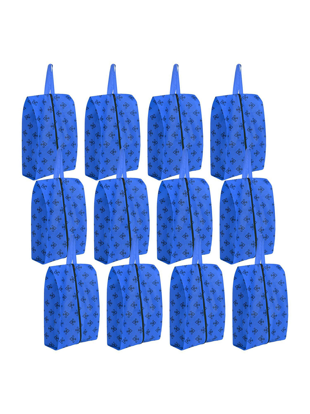 prettykrafts Blue 12 Pieces Floral Printed Shoes Organiser