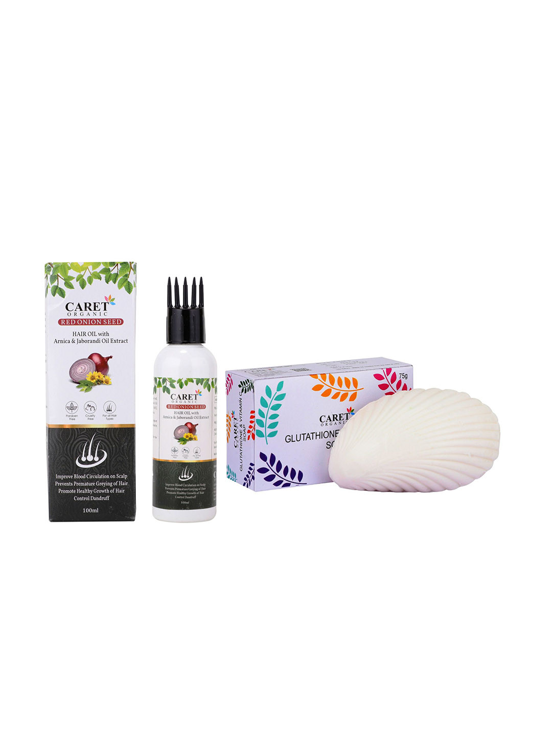 CARET ORGANIC Red Onion Seed Hair Oil - 100 ml With Glutathione, Vitamin C Soap