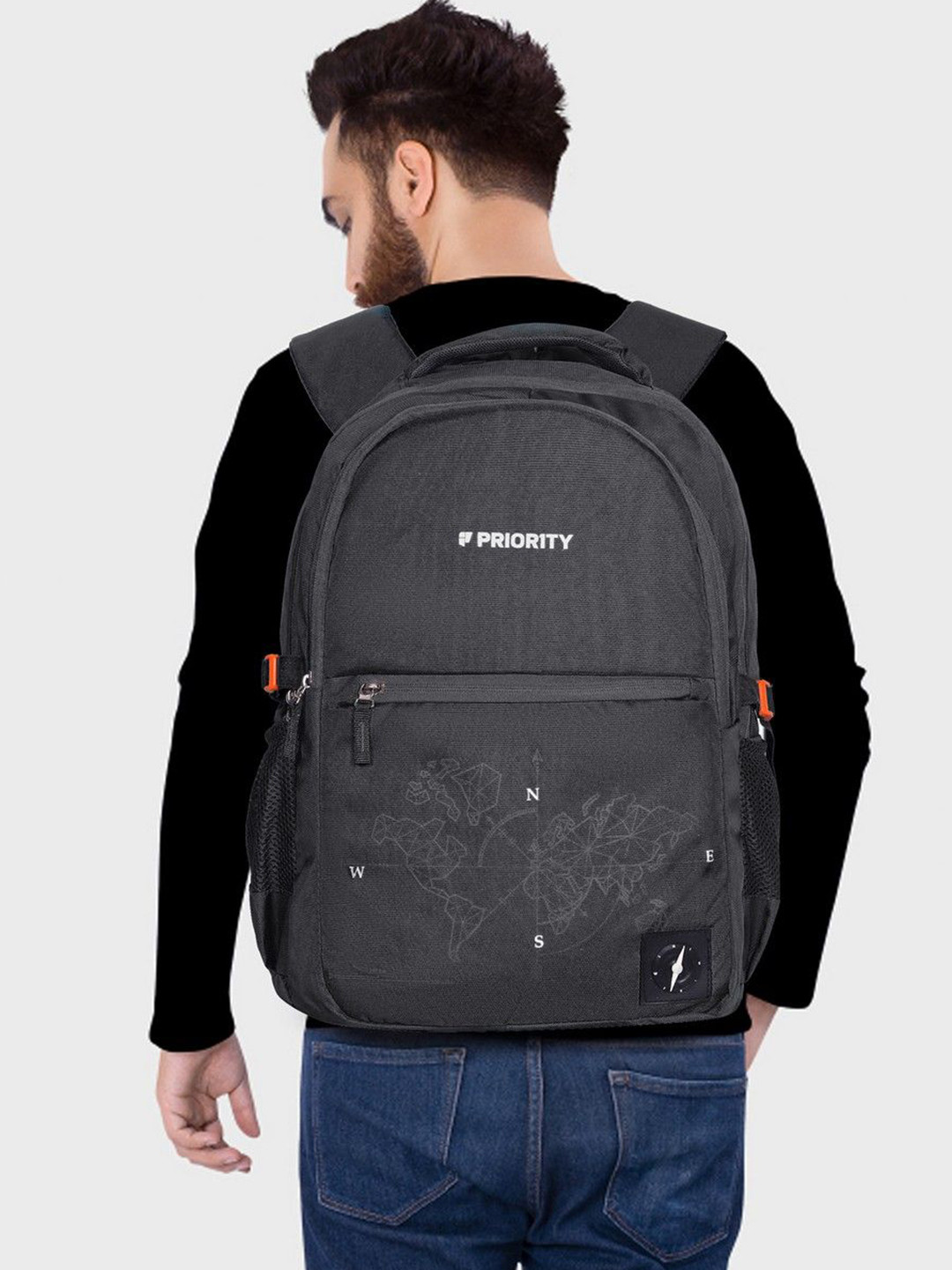 Priority Unisex PU Brand Logo Backpack-31 Litres and more