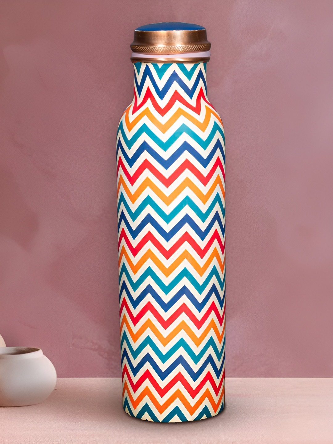 Allo White Abstract Copper Spill Proof Water Bottle - 1L